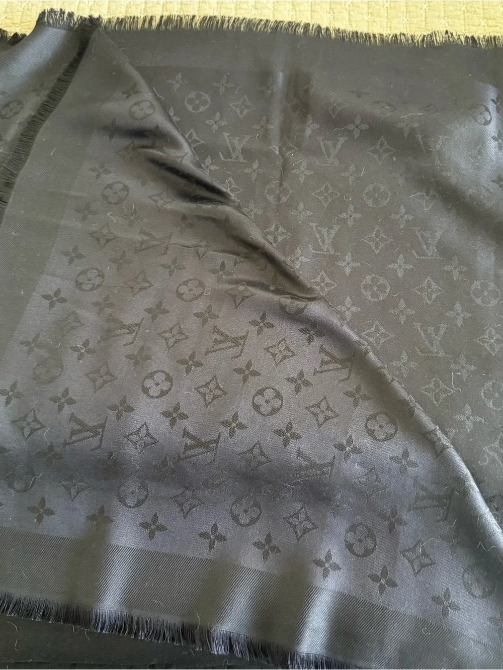 Louis Vuitton Monogram Shawl Scarf Wrap Black